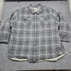 True Nation Snap Flannel Jacket Sherpa Lined‎ Gray Men's 5XLT